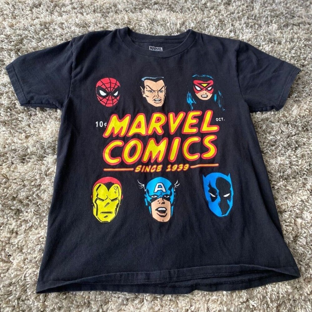 Men's Marvel Comics Since 1939 Original Logo Black Graphic T-Shirt Size Small